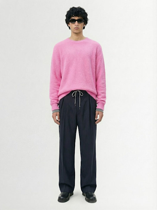 Seven Gauge: Wool blend bouclé crewneck sweater - men_1 | Luisa Via Roma