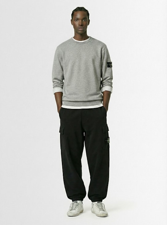 Stone Island: Brushed cotton sweatshirt - Heather Grey - men_1 | Luisa Via Roma