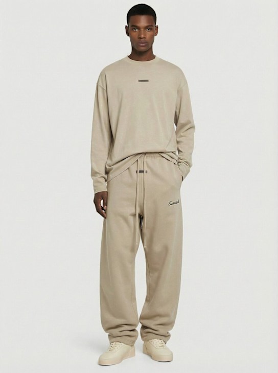 Fear of God ESSENTIALS: Classic fit long sleeve t-shirt - Abbey Stone - men_1 | Luisa Via Roma