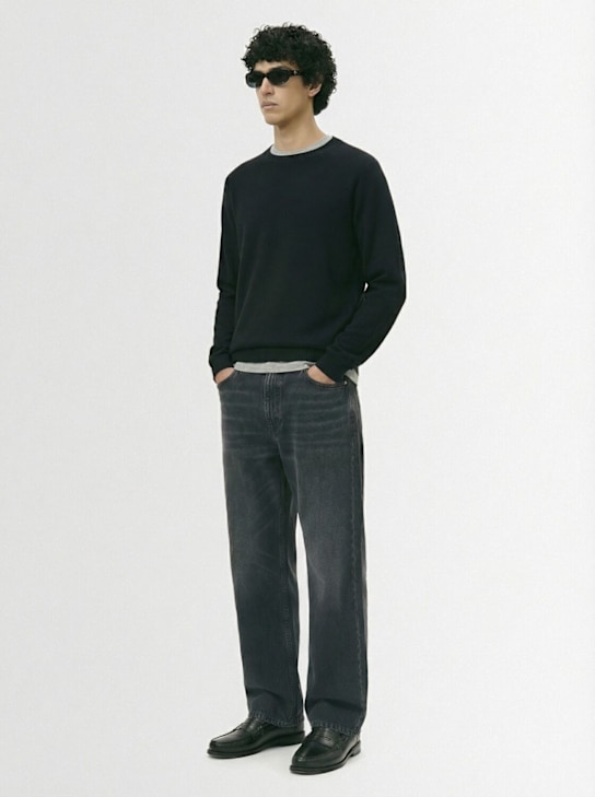 The Core: Pull-over en maille de laine à col ras-du-cou - Noir - men_1 | Luisa Via Roma