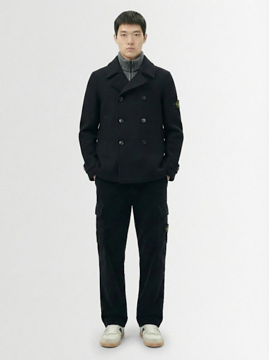 Stone Island: Felted wool cardigan - Black - men_1 | Luisa Via Roma