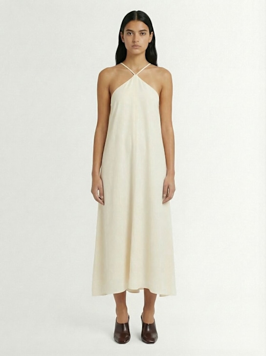 Jil Sander: 真丝&羊毛绕颈长款连衣裙 - women_1 | Luisa Via Roma