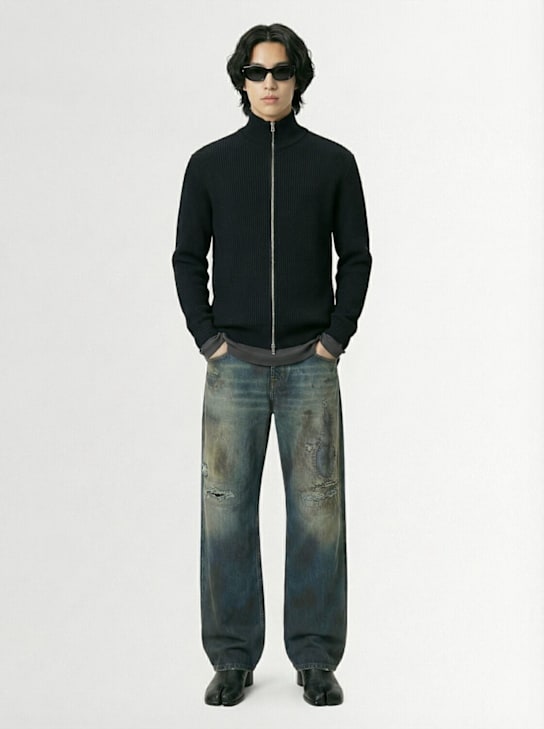 Seven Gauge: Wool knit zip-up sweater - men_1 | Luisa Via Roma