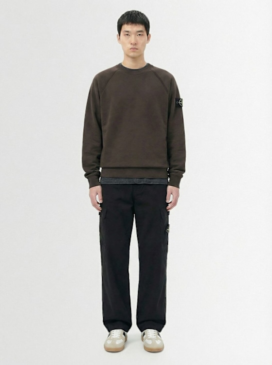 Stone Island: Brushed cotton sweatshirt - Lead Grey - men_1 | Luisa Via Roma