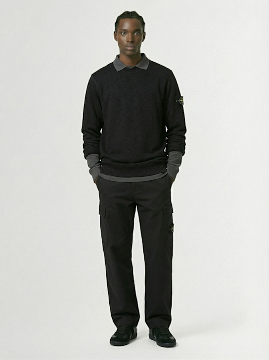 Stone Island: Vanisé brushed heavy cotton sweatshirt - Black - men_1 | Luisa Via Roma