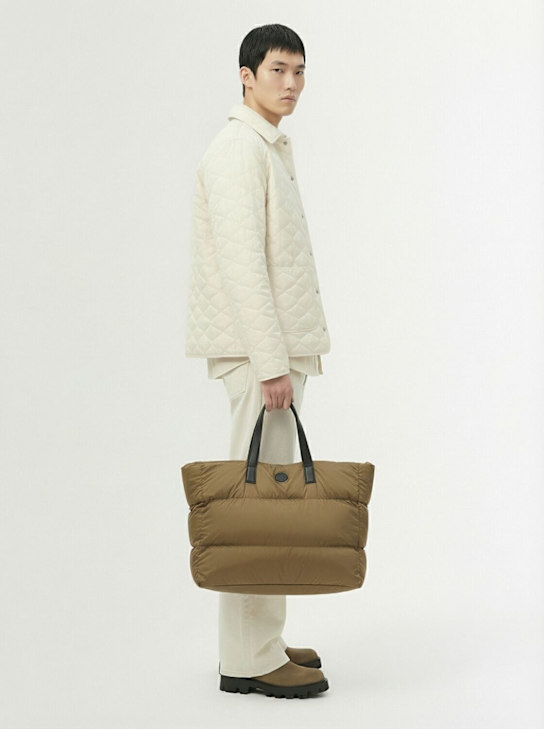 Moncler: Caradoc water repellent nylon tote bag - Yellow Olive - men_1 | Luisa Via Roma