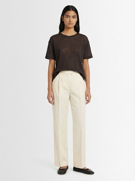 The Row: Neriah cotton & cashmere straight pants - White - women_1 | Luisa Via Roma