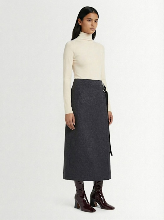 Jil Sander: Compact wool blend midi skirt - women_1 | Luisa Via Roma
