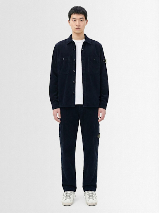 Stone Island: Hemd aus Baumwollkord - Dunkelblau - men_1 | Luisa Via Roma
