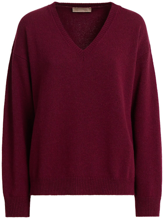1929: Zefiro Eco-Cashmere V领毛衣 - 酒红色 - women_0 | Luisa Via Roma
