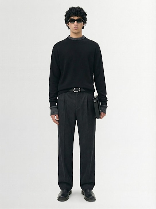 The Core: Wool knit crewneck sweater - Black - men_1 | Luisa Via Roma