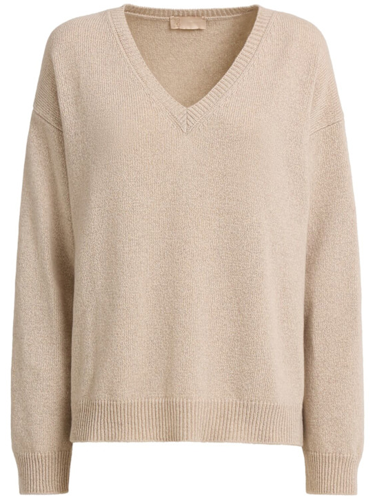 1929: Zefiro Eco-Cashmere V领毛衣 - 米黄色 - women_0 | Luisa Via Roma