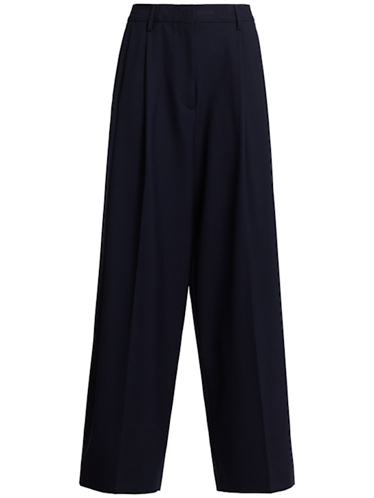 Fabiana Filippi: Poly blend tailoring wide pants - Navy - women_0 | Luisa Via Roma