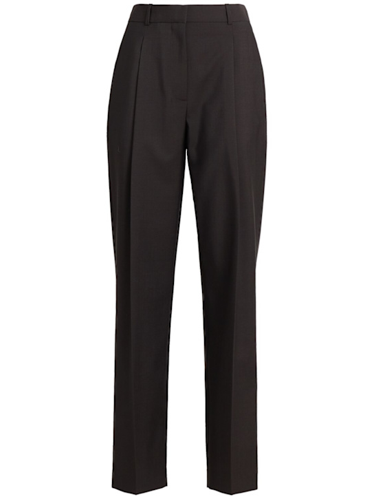 The Row: Mikkela羊毛混纺裤子 - 深棕色 - women_0 | Luisa Via Roma