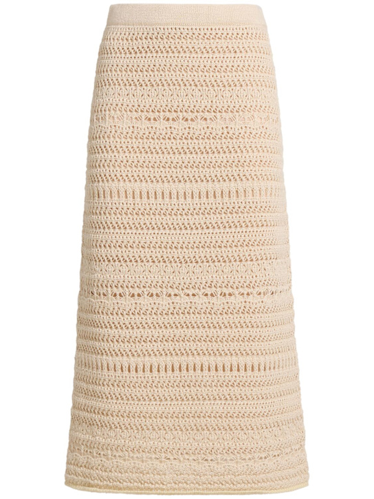 Fabiana Filippi: Midirock aus Baumwollmischung mit Pailletten - Beige - women_0 | Luisa Via Roma
