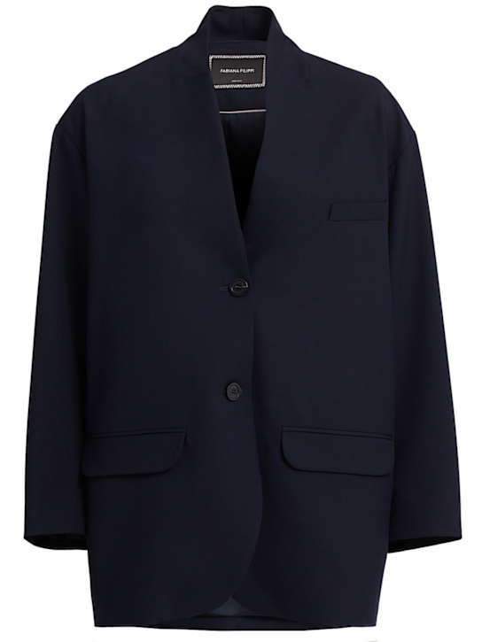 Fabiana Filippi: Blazer de techno - Azul Marino - women_0 | Luisa Via Roma