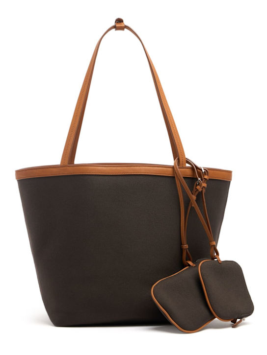 The Row: Park Three帆布托特包 - Brown/Ecru/Cuir - women_0 | Luisa Via Roma