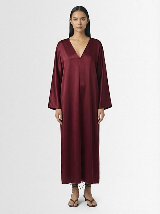 By Malene Birger: Lucina satin midi dress - Burgundy - women_1 | Luisa Via Roma
