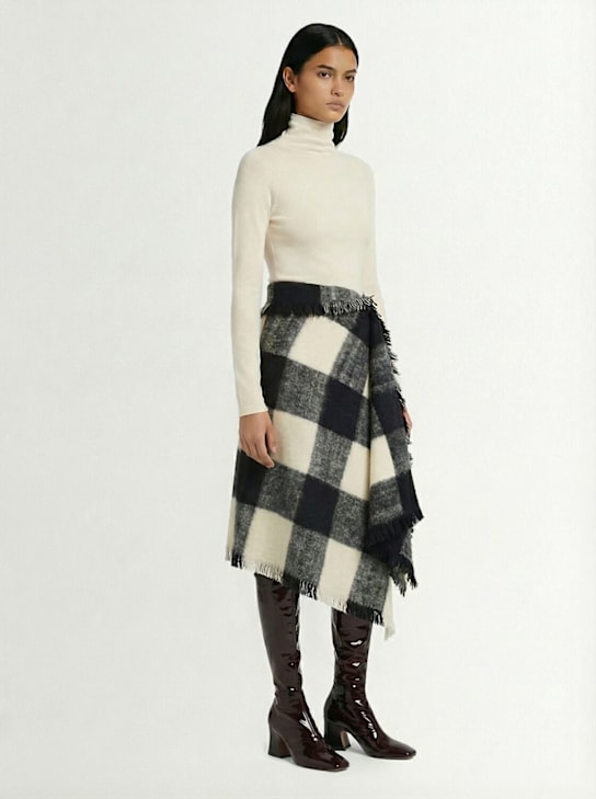 Proenza Schouler: Kai羊毛混纺迷笛半身裙 - 黑色/白色 - women_1 | Luisa Via Roma