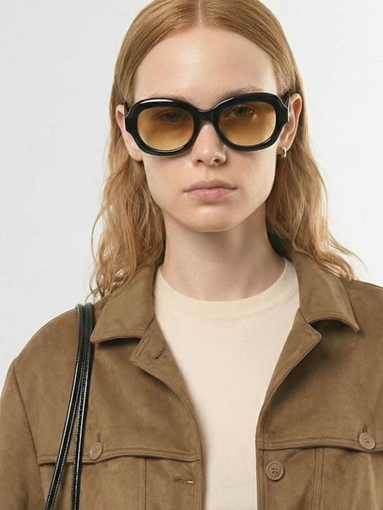 Delarge: Asawa round acetate sunglasses - ブラック/イエロー - women_1 | Luisa Via Roma