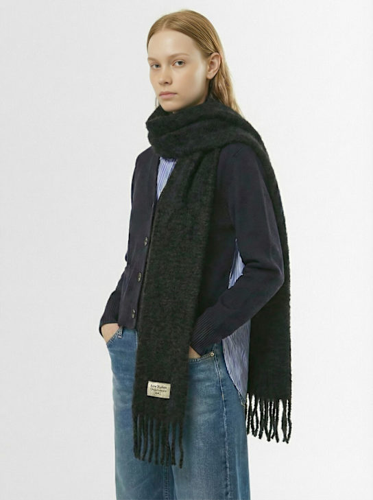 Acne Studios: Bufanda de mohair - Black Melange - women_1 | Luisa Via Roma