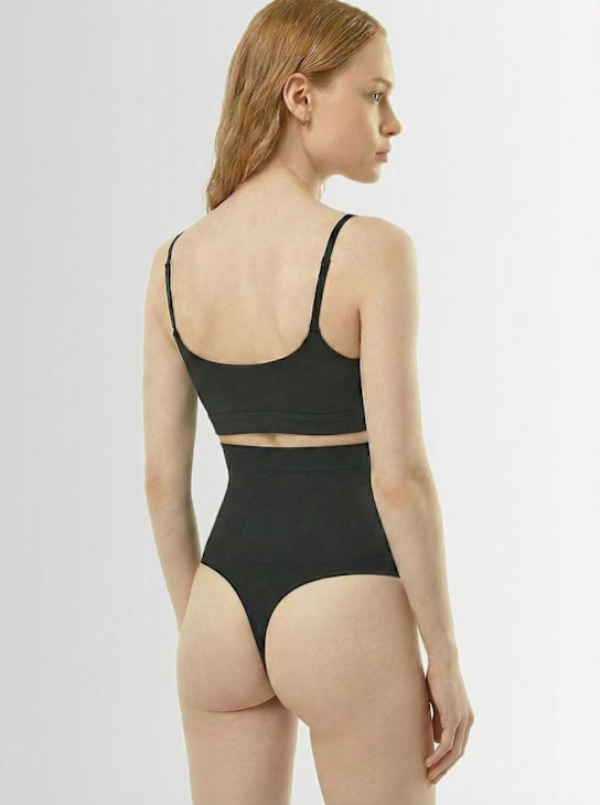 Skims: Seamless Sculpt high-waist thong - Onyx - women_1 | Luisa Via Roma
