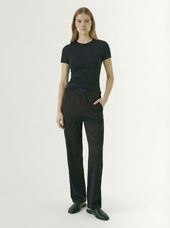 Skims: 混棉平纹针织T恤 - 黑色 - women_1 | Luisa Via Roma