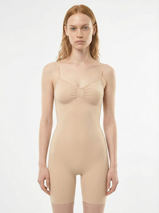 Skims: Seamless Sculpt mid-thigh bodysuit - サンド - women_1 | Luisa Via Roma