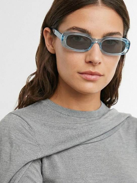 Delarge: Klint方形醋酸纤维太阳镜 - 蓝色 - women_1 | Luisa Via Roma