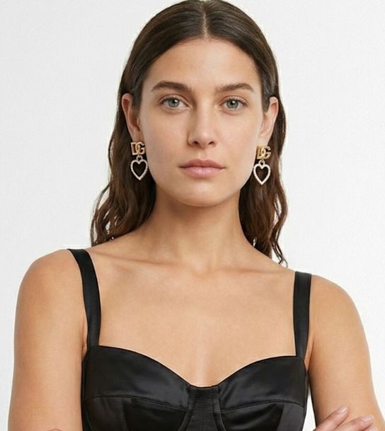 Dolce&Gabbana: Heart crystal clip-on earrings - ゴールド - women_1 | Luisa Via Roma