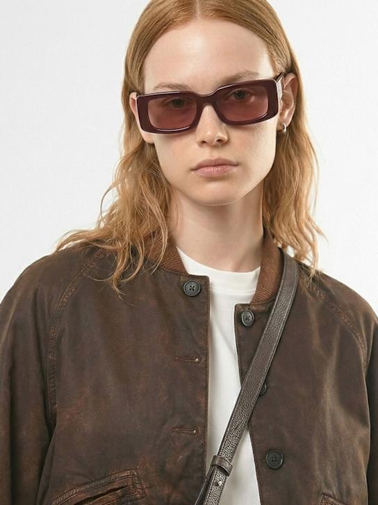 Delarge: Lamar方形醋酸纤维太阳镜 - 棕色 - women_1 | Luisa Via Roma