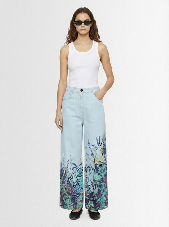 Forte_forte: Printed denim wide jeans - Blau - women_1 | Luisa Via Roma