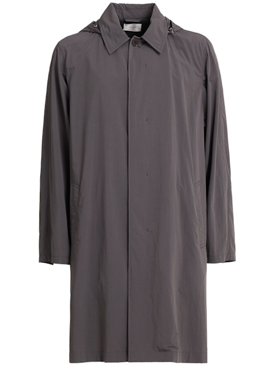 The Row: Hesper nylon long coat - Grey Cobalt - men_0 | Luisa Via Roma