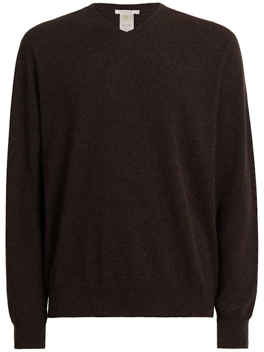 The Row: Rod v-neck cashmere knit sweater - Heather Brown - men_0 | Luisa Via Roma