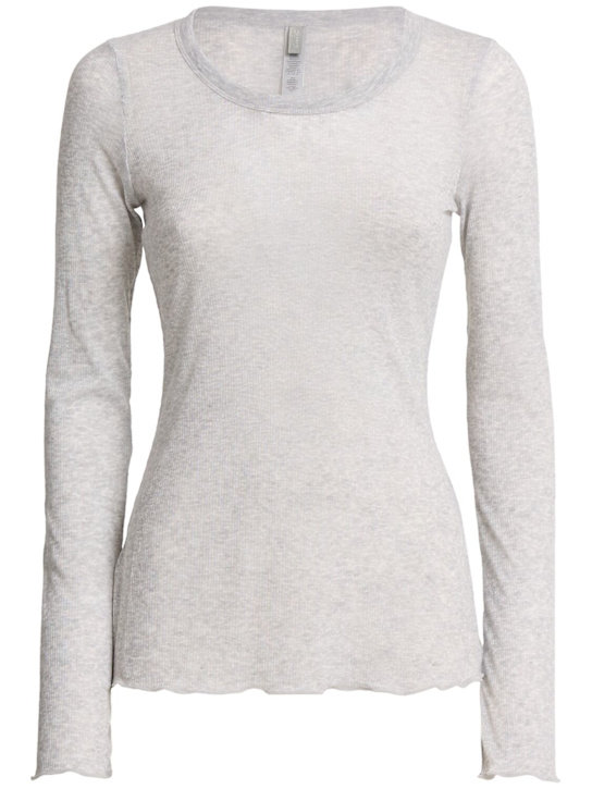 Skims: Cotton blend long sleeve top - Light Heather - women_0 | Luisa Via Roma