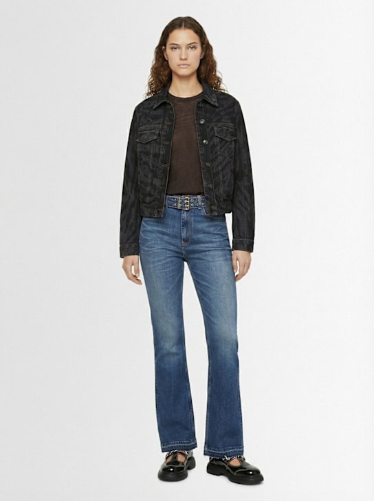 GANNI: Lazer デニムボンバージャケット - ブラック - women_1 | Luisa Via Roma