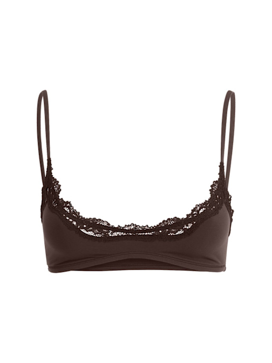 Skims: Nylon blend scoop bralette - Espresso - women_0 | Luisa Via Roma
