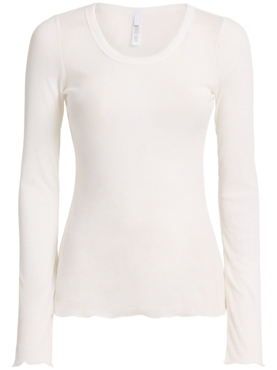 Skims: Cotton blend long sleeve top - Snow - women_0 | Luisa Via Roma