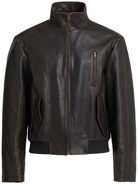 The Row: Akia leather jacket - Dark Brown - men_0 | Luisa Via Roma