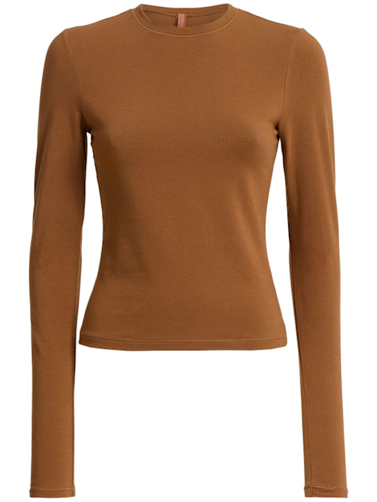 Skims: Stretch cotton long sleeve t-shirt - Chai - women_0 | Luisa Via Roma