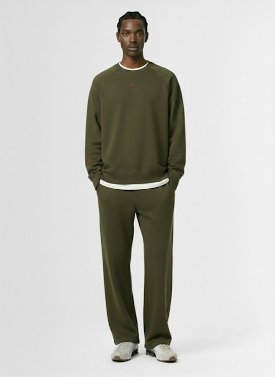 Nike: Pantaloni dritti Nocta in misto cotone - Verde - men_1 | Luisa Via Roma