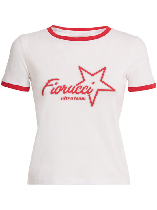 Fiorucci: Ultra Team Glitter Star baby t-shirt - Blanc/Rouge - women_0 | Luisa Via Roma