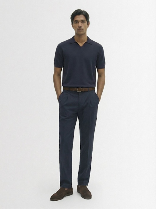 Brunello Cucinelli: Cotton short sleeve polo - Navy - men_1 | Luisa Via Roma