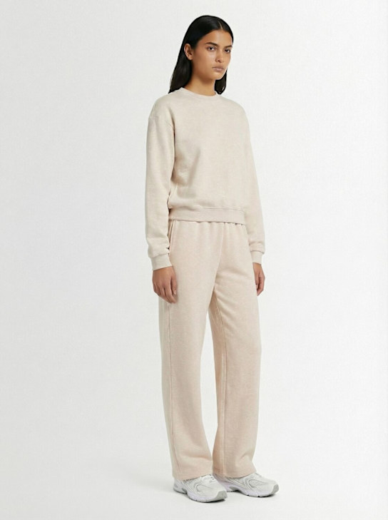 Skims: Cotton blend classic straight leg pants - Oatmeal Heather - women_1 | Luisa Via Roma