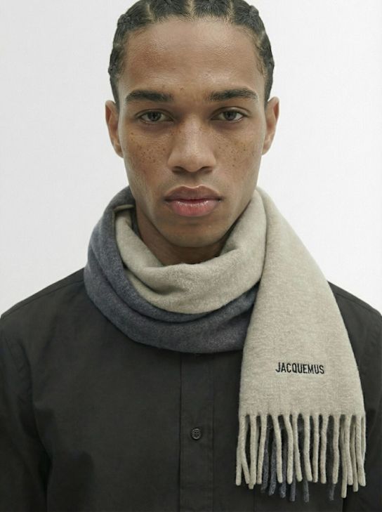 Jacquemus: L'Echarpe Moisson alpaca blend scarf - Multi-grey - men_1 | Luisa Via Roma