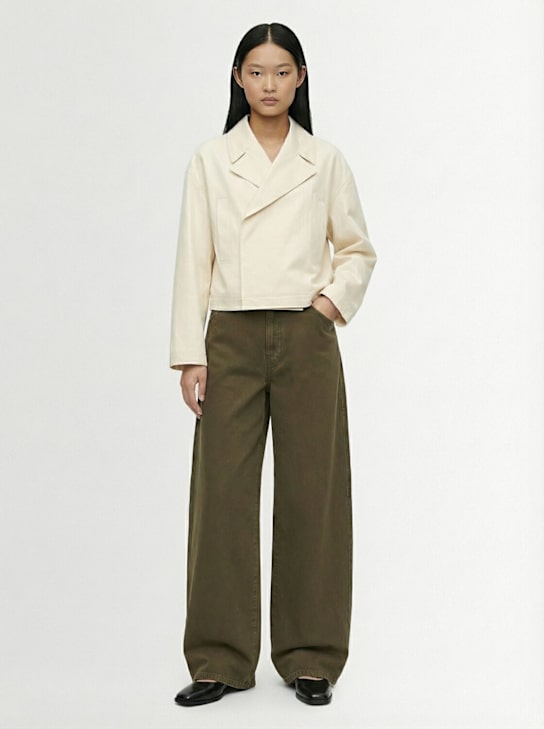 Lemaire: Large cotton pants - グリーン - women_1 | Luisa Via Roma