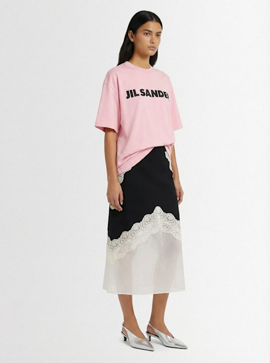 Jil Sander: Jil Sander logo cotton t-shirt - women_1 | Luisa Via Roma