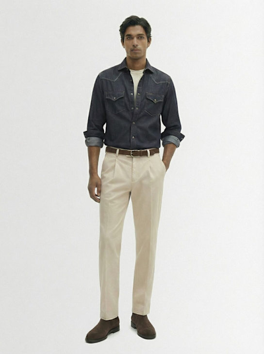 Brunello Cucinelli: Dyed cotton blend pants - Beige - men_1 | Luisa Via Roma