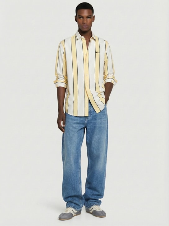 Jacquemus: La Chemise Simon cotton shirt - Yellow/White - men_1 | Luisa Via Roma