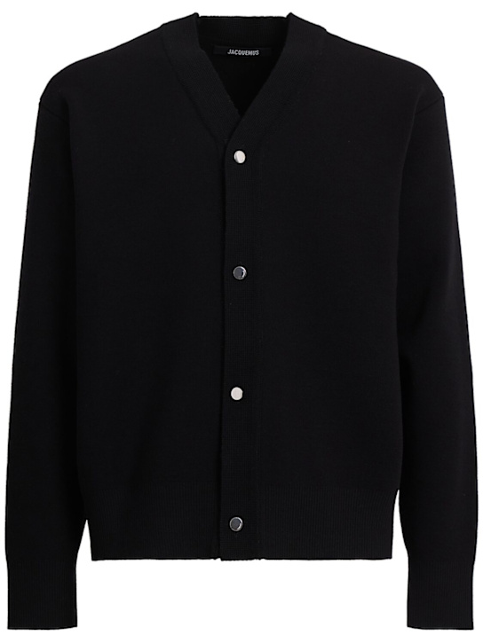 Jacquemus: Le Cardigan Doppio wool cardigan - Black - men_0 | Luisa Via Roma